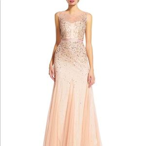 Adrianna Papell - Blush Illusion Neck Beaded Gown